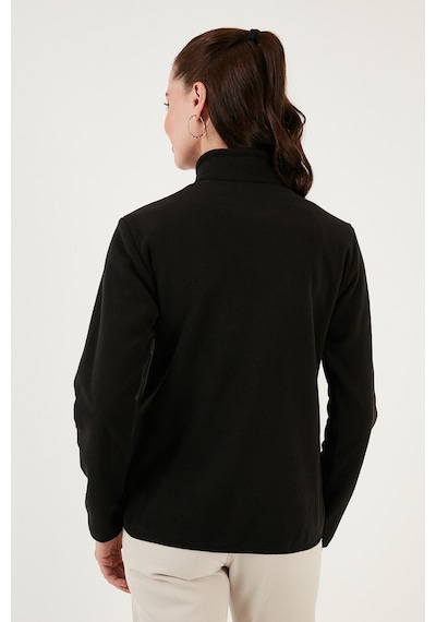 Lela Slim Fit Yumuşak Dokulu Anti-Pilling Tüylenme Yapmayan Yarım Fermuarlı Bayan Polar 5907000 Siyah