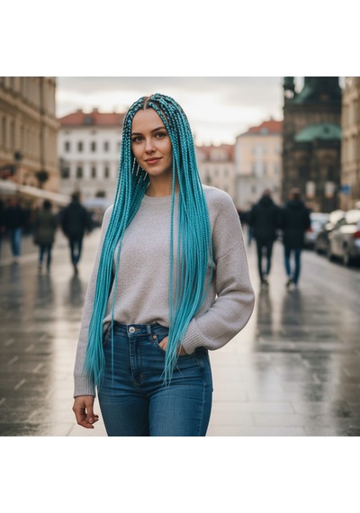 Afrika Örgüsü Ve Rasta İçin Sentetik Saç - Açık Mavi