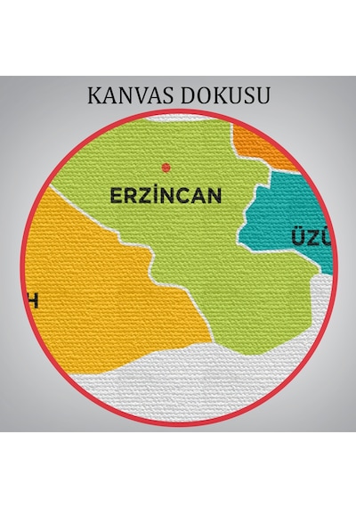 Erzincan İli Ve İlçeler Haritası Dekoratif Kanvas Tablo 1333 150 X 85
