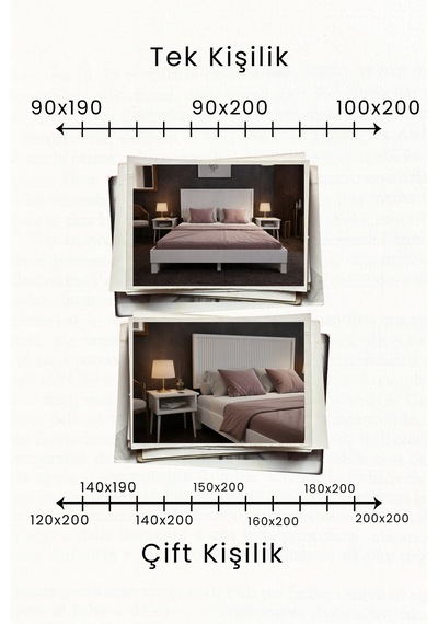 Renazzo Alaz Dikey Başlıklı Masif Ahşap Karyola Ve 2 Adet Beyaz 200x200 Beyaz - 200 X 200