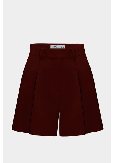 Açelyaokcu Premium Lowry Wide Leg Midi Boy Dokuma Şort Bordo