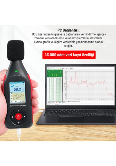 Benetech Gt1355b Renkli Ekranlı Kayıt Yapabilen Ses Ölçer Şarj Edilebilir