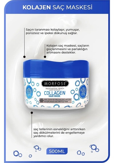 Kolajen Saç Maskesi 500 Ml - Zayıf Ve Kırılgan Saçlar İçin - Mrfs