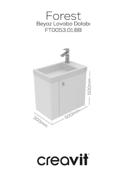 Creavit Forest Lavabo Dolabı 50 Cm Beyaz