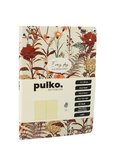 Pulko Notebook Every Day Is A Fresh Start Serisi, 14x20cm , 90gr. Ivory Kağıt, 192 Sayfa, Esnek Kapak, Düz, Kahverengi