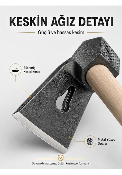 500 Gr Çelik Keser Dayanıklı Çift Yönlü Ahşap Saplı Ergonomik