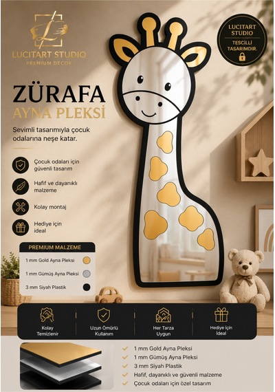 Zürafa Aynalı Pleksi Duvar Dekoru 40x19 Cm Çocuk & Bebek Odası Dekorasyonu Bebek & Çocuk Odası Duvar Süsü Çok Renkli Çok Renkli Zürafa Aynalı Pleksi Duvar Dekoru 40x19 Cm Çocuk & Bebek Odası Dekorasyonu Bebek & Çocuk Odası Duvar Süsü Çok Renkli Çok Renkli