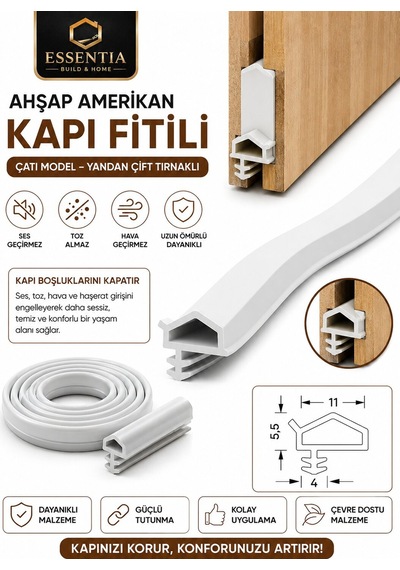 Ahşap Amerikan Kapı Fitili Çatı Model Yandan Çift Tırnaklı 25 Metre Beyaz Çoklu Renk