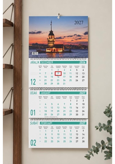 Lizy 2027 Manzara Temalı Gemici Takvimi Spiralli 33x24 Cm Tasarım-2