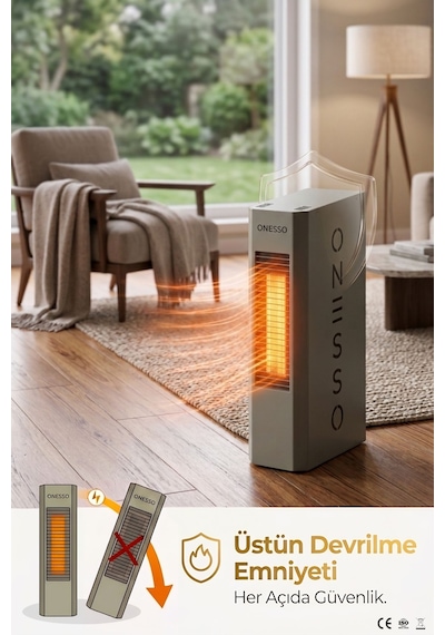 Onesso Pro 4000w Sessiz Elektrikli Fanlı Isıtıcı - 3 Modlu Termostatlı 40m²'ye Kadar Etkili, 2sn Hızlı Isınma, Ev & Ofis & Atölye 2 Yıl li