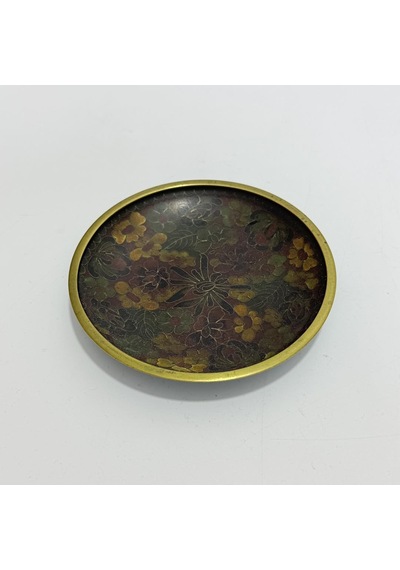 Antika Cloisonne Fincan Tabağı 10cm Çok Renkli