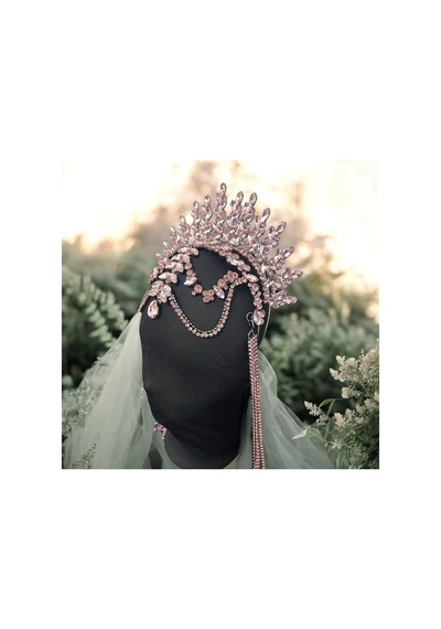 Alınlıklı Taç Büyük Gelin,kına,nişan,söz,after,bride,party Taç Pembe - 694987365 Pembe