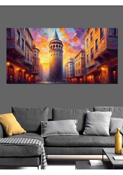 Kanvas Tablo Gece Işıkları Ve Galata