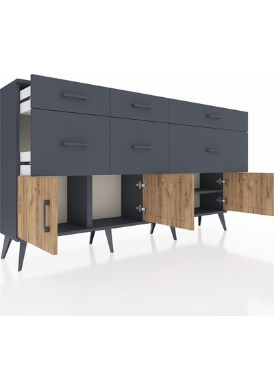Arges Konsol Tek Raflı 6 Çekmeceli 4 Kapaklı 176x30x99 Antrasit-çam/antrasit Atlas Çam/antrasıt - Antrasıt Arges Konsol Tek Raflı 6 Çekmeceli 4 Kapaklı 176x30x99 Antrasit-çam/antrasit Atlas Çam/antrasıt - Antrasıt