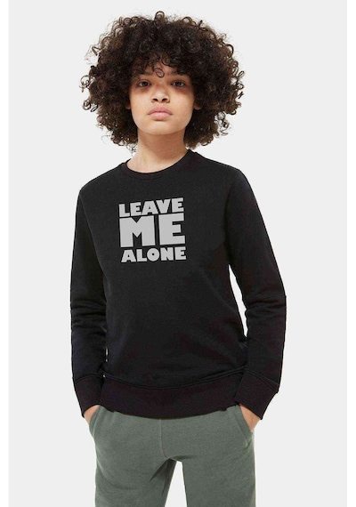 Tshirthane Leave Me Alone Baskılı Unisex Çocuk Siyah Sweatshirt Siyah