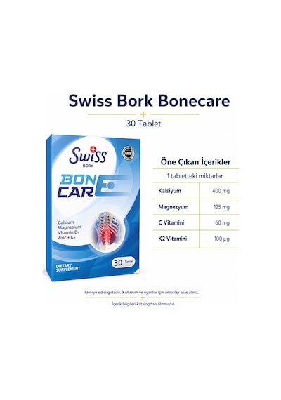Swiss Bork Bonecare Kalsiyum Ve Magnezyum 30 Tablet