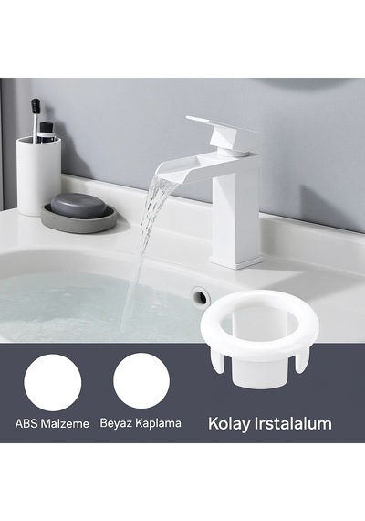 Meriva M40b Beyaz Üniversal Lavabo Taşma Delik Yüzüğü Beyaz