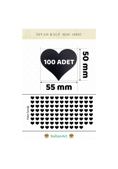 Ahşap Kalp Obje Lazer Kesim Mdf Dekoratif Boyanabilir Yatak Odası Kapı Süsü 100 Adet