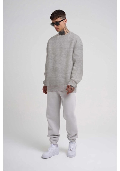Barlashive Erkek Bisikilet Yaka 3 İplik Pamuklu Sweatshirt - Gri Çok Renkli