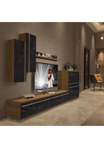 Decoraktiv Eko 6 Mdf Std Tv Ünitesi Tv Sehpası Pera - Siyah Mermer