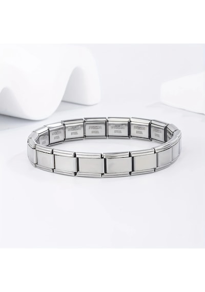 Çelik Bileklik İtalyan Charm Yazısız Model Unisex Erkek Kadın 3 Mm 18 Cm Gümüş Silver Gümüş