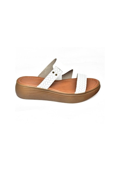 Fox Shoes S291059703 Beyaz Hakiki Deri Kalın Tabanlı Kadın Terlik Beyaz