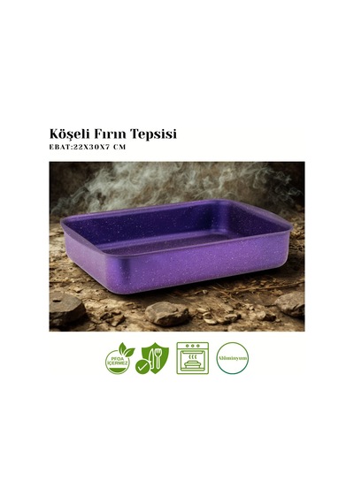 22x30 Cm Granit Köşeli Tepsi - Violet Violet