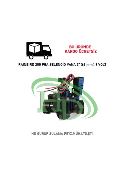 Rainbird 200 Pga Selenoid Vana 2" Bsp (63 Mm.) 9 Volt