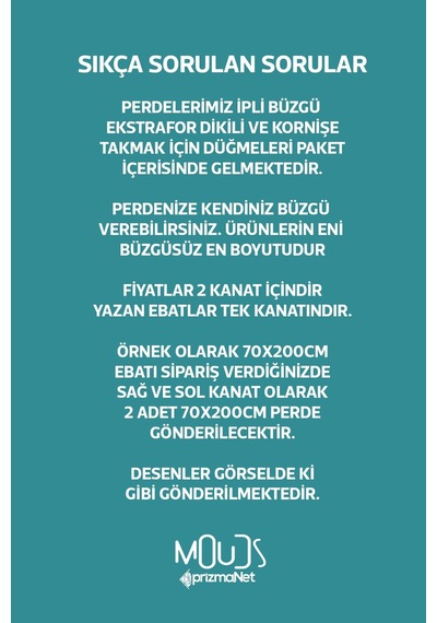 Turqua Desenli Süet Oturma Odası Salon Fon Perde Dijital Baskılı Ekstrafor Büzgü 2 Kanat Prd-1093 Çok Renkli