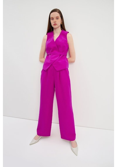 Stella Pulvis Pembe Yüksek Bel Wide Leg Krep Pantolon Pembe