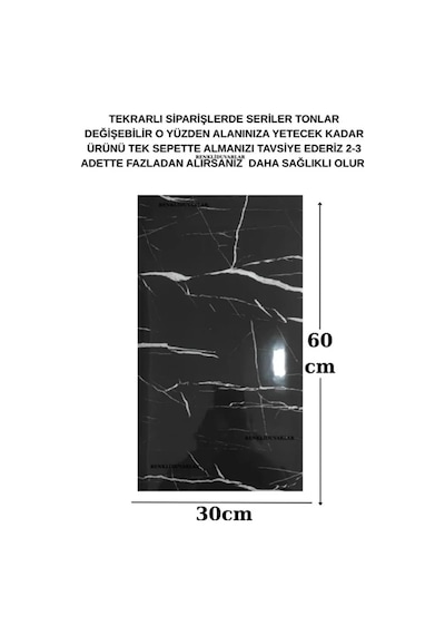 10 Adet 30x60cm Siyah Mermer Desen Yapışkanlı Köpük Duvar Paneli Kağıdı Banyo,ofis Otel Nwyp11 Siyah