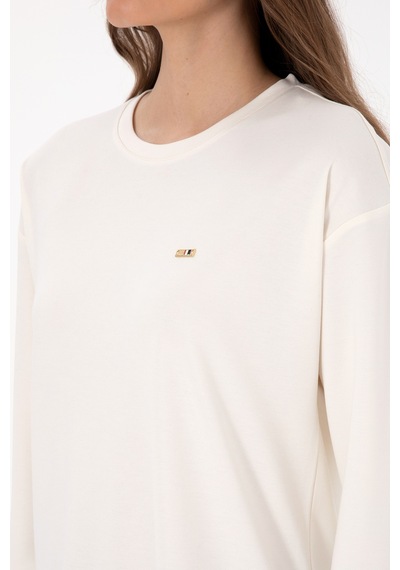 U.S. Polo Assn. Kadın Krem Bisiklet Yaka Sweatshirt 50318159-VR071