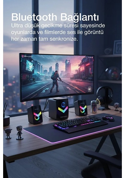 Rgb 7 Işık Modlu Masaüstü Hoparlör Stereo Gaming Speaker