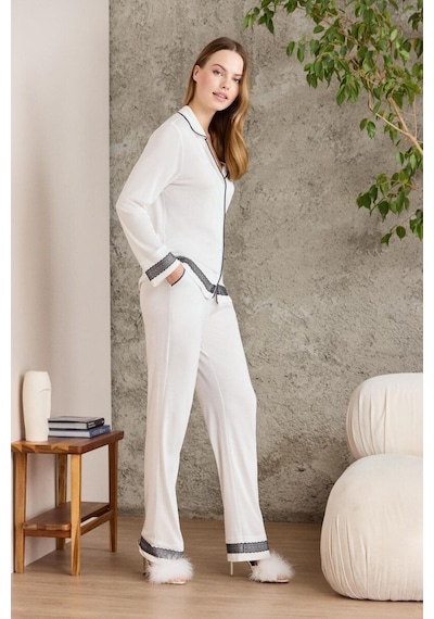 Pierre Cardin Ekru Penye Kadın Pijama Takımı 2200 Ekru