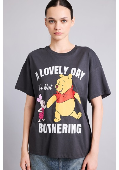 Defacto Disney Winnie The Pooh Ve Piglet Baskılı Oversize Bisiklet Yaka Kısa Kollu Tişört I5445ax26hsar191 Antrasit-ar191