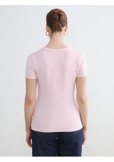 Lcwaıkıkı Basic Pembe V Yaka Soft Touch Kadın Tişört