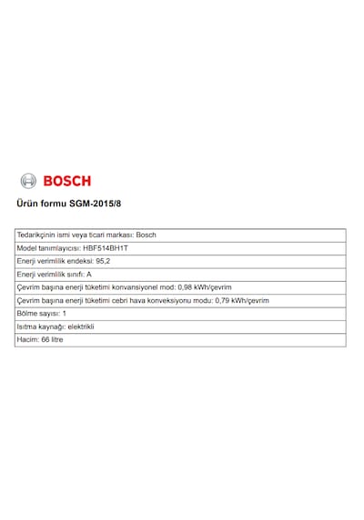 Bosch HBF514BH1T 66 LT Ankastre Fırın