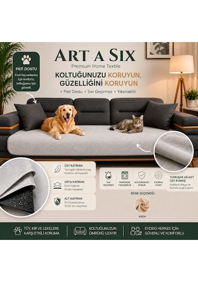 70 70 Cm Premium Sıvı Geçirmez Koltuk Koruyucu Kaymaz Pati Dostu Yıkanabilir Koltuk Örtüsü Antrasit - Gri