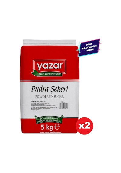 Yazar Pudra Şekeri 2 x 5 KG + Yazar Mısır Unu 400 G