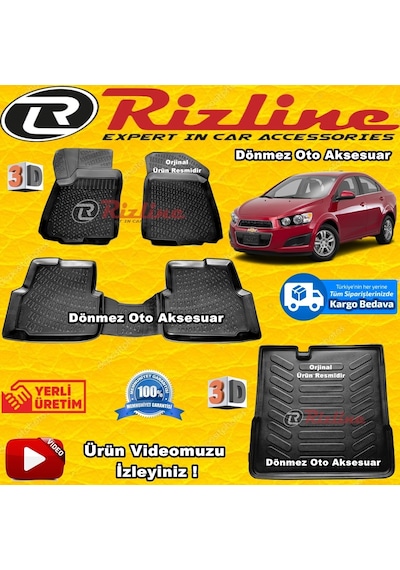 Chevrolet Aveo 3D Paspas+Bagaj Havuz Sedan 2011 Sonrası Rizline N11.14438