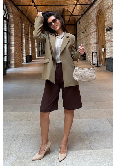 Madmext Haki Astarlı Kadın Blazer Ceket Mg2508 Haki