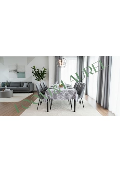 Jakarlı Dokuma Dikdörtgen Masa Örtüsü 160 X 240 Cm Gri Ağırlıklı Diğer