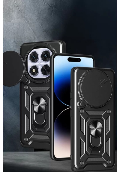 Newface Xiaomi Redmi Note 14 Pro Plus Kılıf Pars Lens Yüzüklü Silikon - Siyah