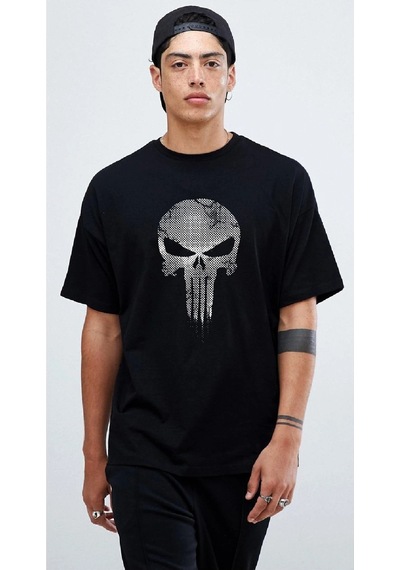 Startmore Punisher Oversize Tişört Siyah