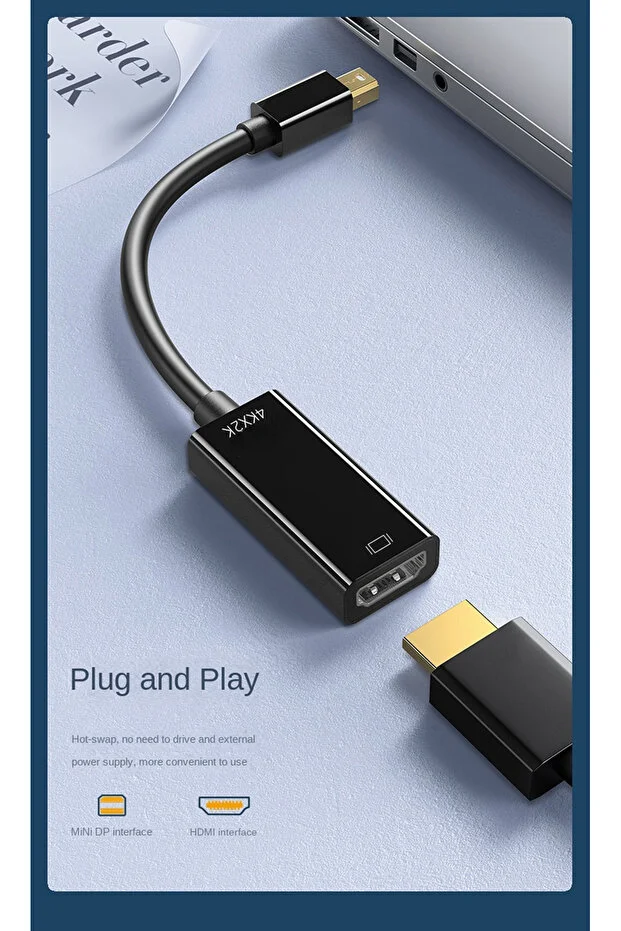 Displayport To Hdmı 4k Full Hd Video Ses Görüntü Kablosu Bilgisayar Dizüstü Tv İçin Dönüştürücü 10cm