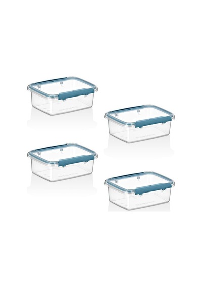 4'lü Set Press - Lock Saklama Kabı 360 Ml Mavi Çok Renkli