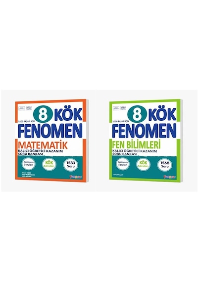 Fenomen Okul 2024 8. Sınıf Matematik + Fen Bilimleri Kök Soru Bankası Seti 2 Kitap