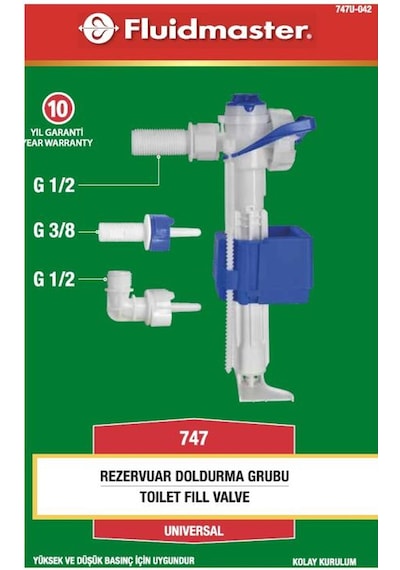 Fluidmaster Gömme Rezervuar Doldurma Grubu. Şamandıra 747u-042 Beyaz