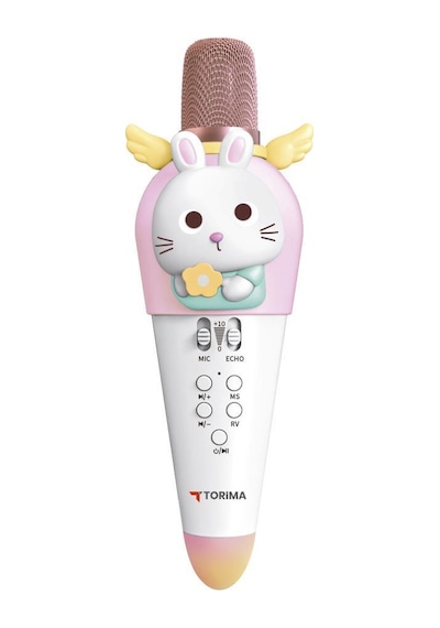 Torima KIDMIC03 Beyaz Tavşan Figürlü Şarjlı BT Karaoke Mikrofon Ve Hoparlör 5W Kablosuz Mikrofon