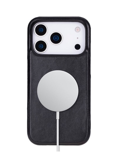 Bloomcase Ultimate Jacket Obsidian Black Apple Uyumlu iPhone 17 Pro Hakiki Deri Kılıf Siyah